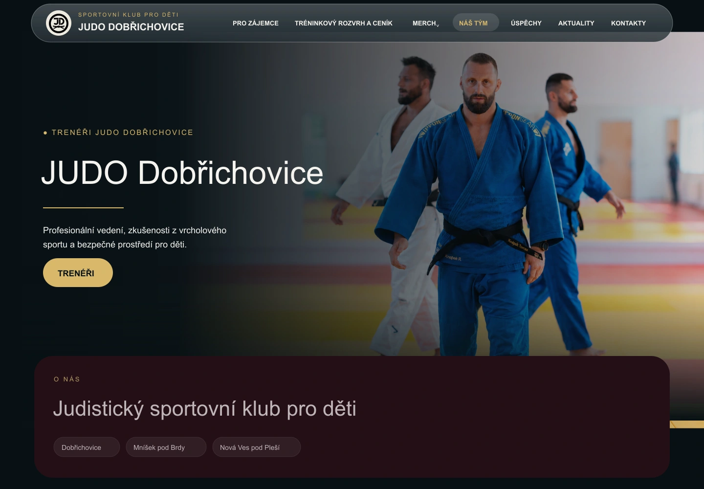 Náhled webu Judo Dobřichovice s fotografií trenérů